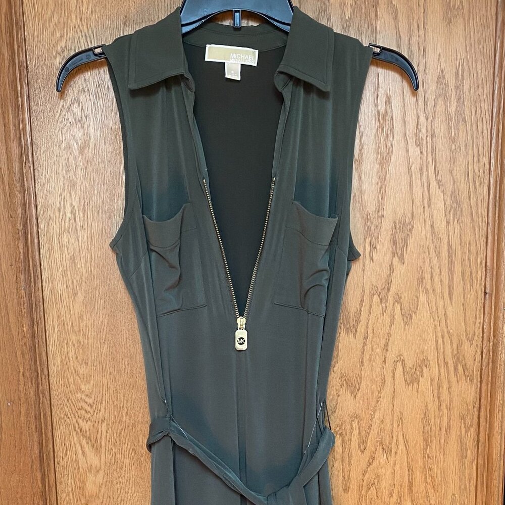 Michael Kors Olive Green Sleeveless Dress with belt